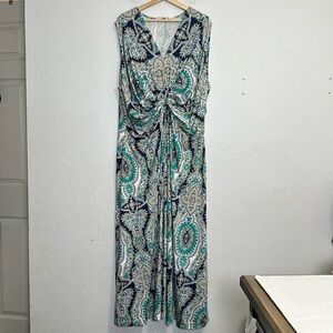 Soft Surroundings Medici Maxi Dress Women’s 3X Boho Paisley Sleeveless V-Neck